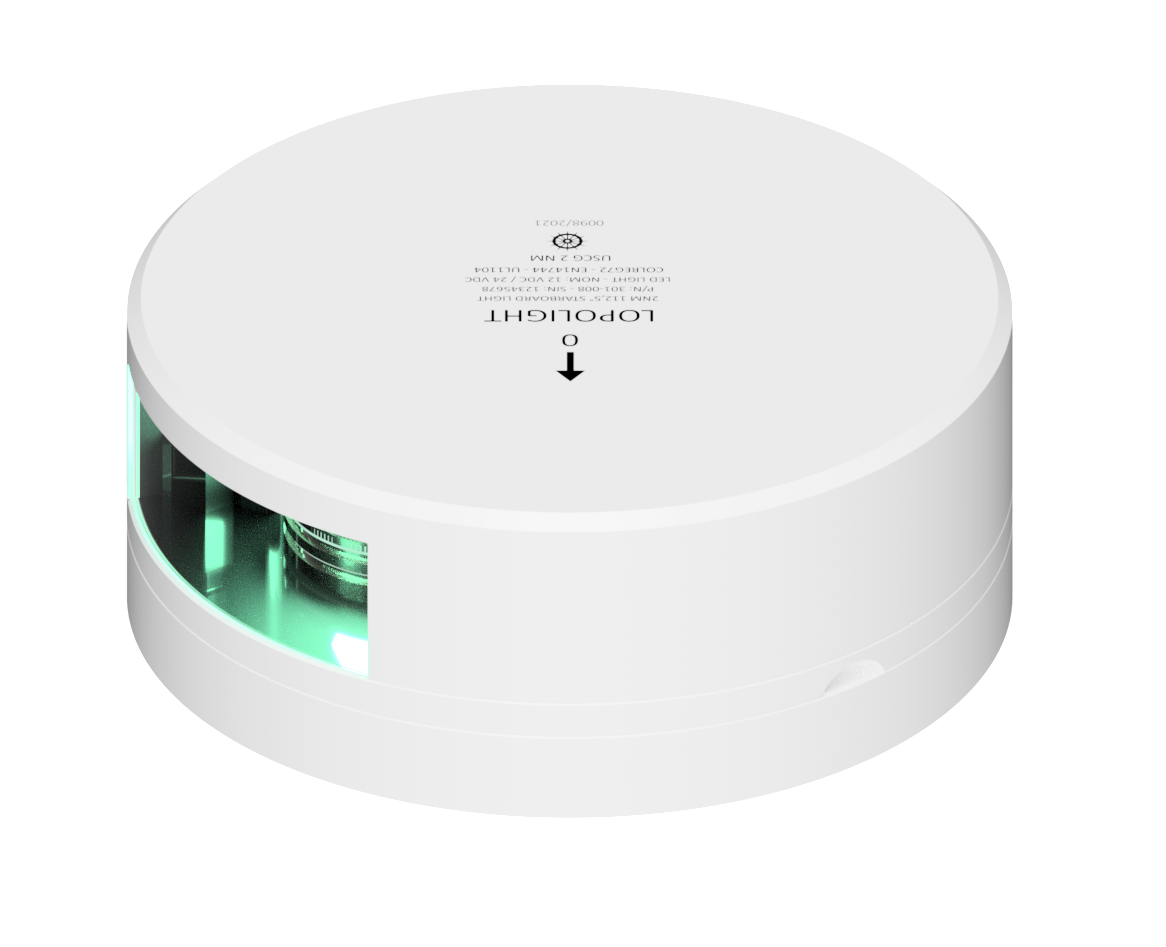 2nm 112,5° Green, Starboard, white coated, UL 2nm 112,5° Green, Starboard, white coated, UL